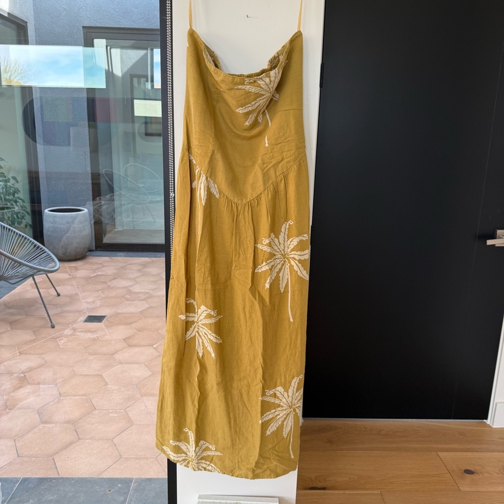 NWOT Anthropologie Celandine Linen Blend Strapless Drop-Waist Midi Dress